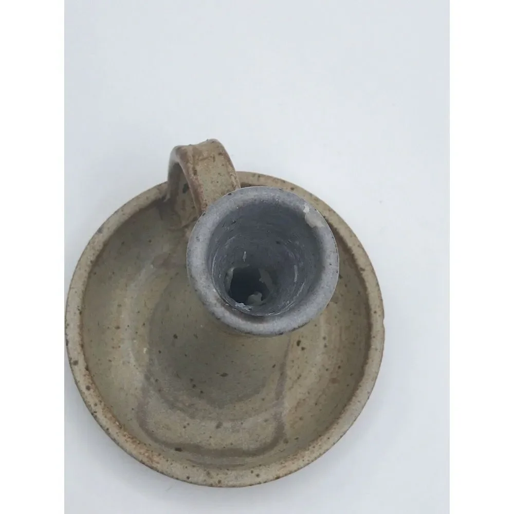 Studio‎ Art Pottery Candle Holder With Finger Loop Browns/blues Stoneware